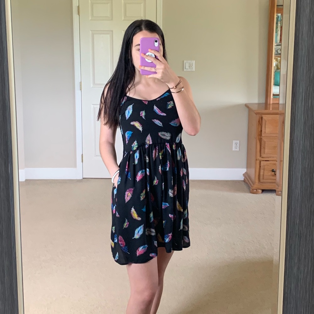 Feather print sundress